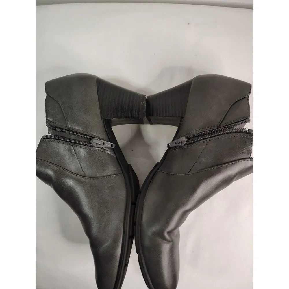 Croft & Barrow Ortholite Gray Ankle Bootie Heeled Comfort Shoes Women’s 10M Zip